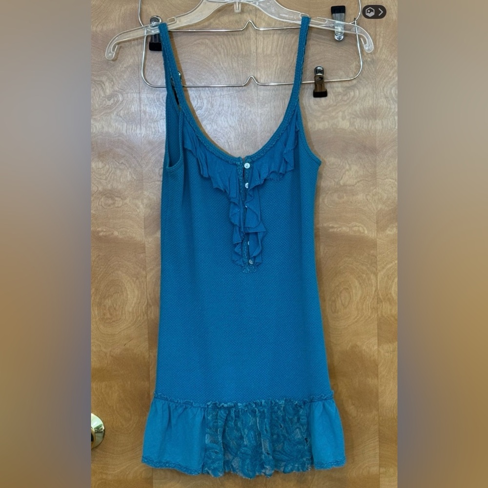 Free people thermal tunic tank top with ruffle hem S